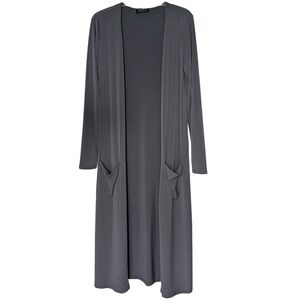 Brigitte Brianna Long Cardigan Duster Size Medium Pockets Open Front Sexy Modest